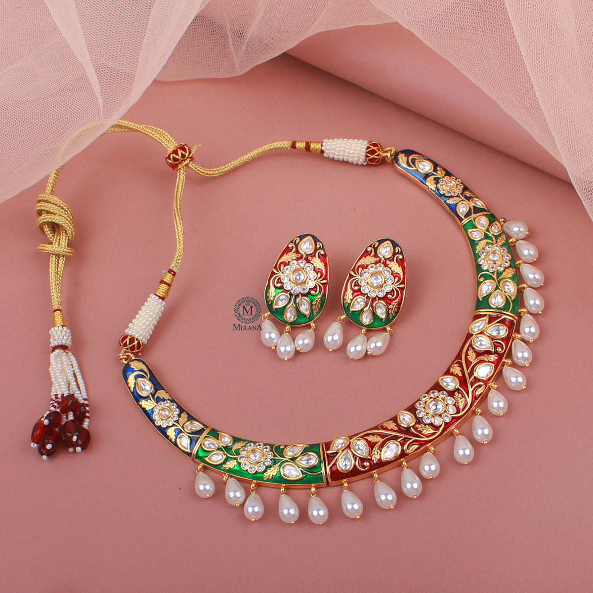 Kaanti Multi Meenakari Husli Necklace Set