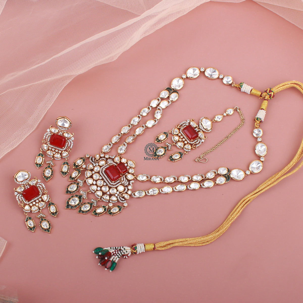 Sidha Polki Layered Necklace Set