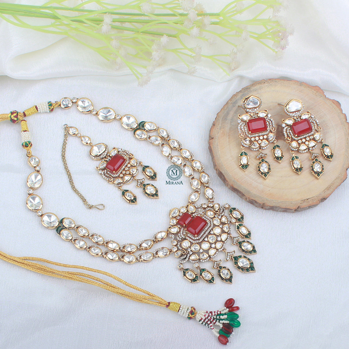 Sidha Polki Layered Necklace Set