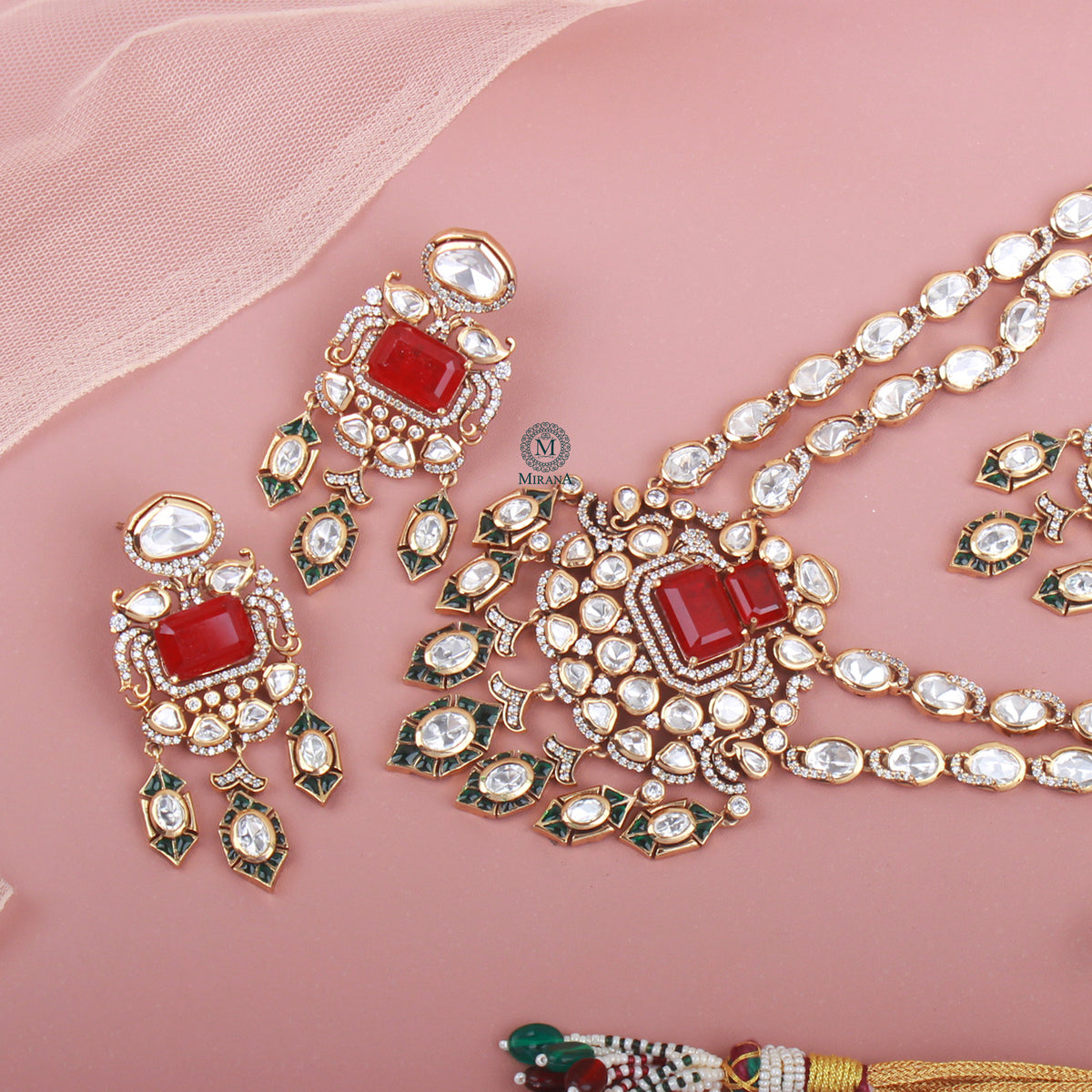 Sidha Polki Layered Necklace Set
