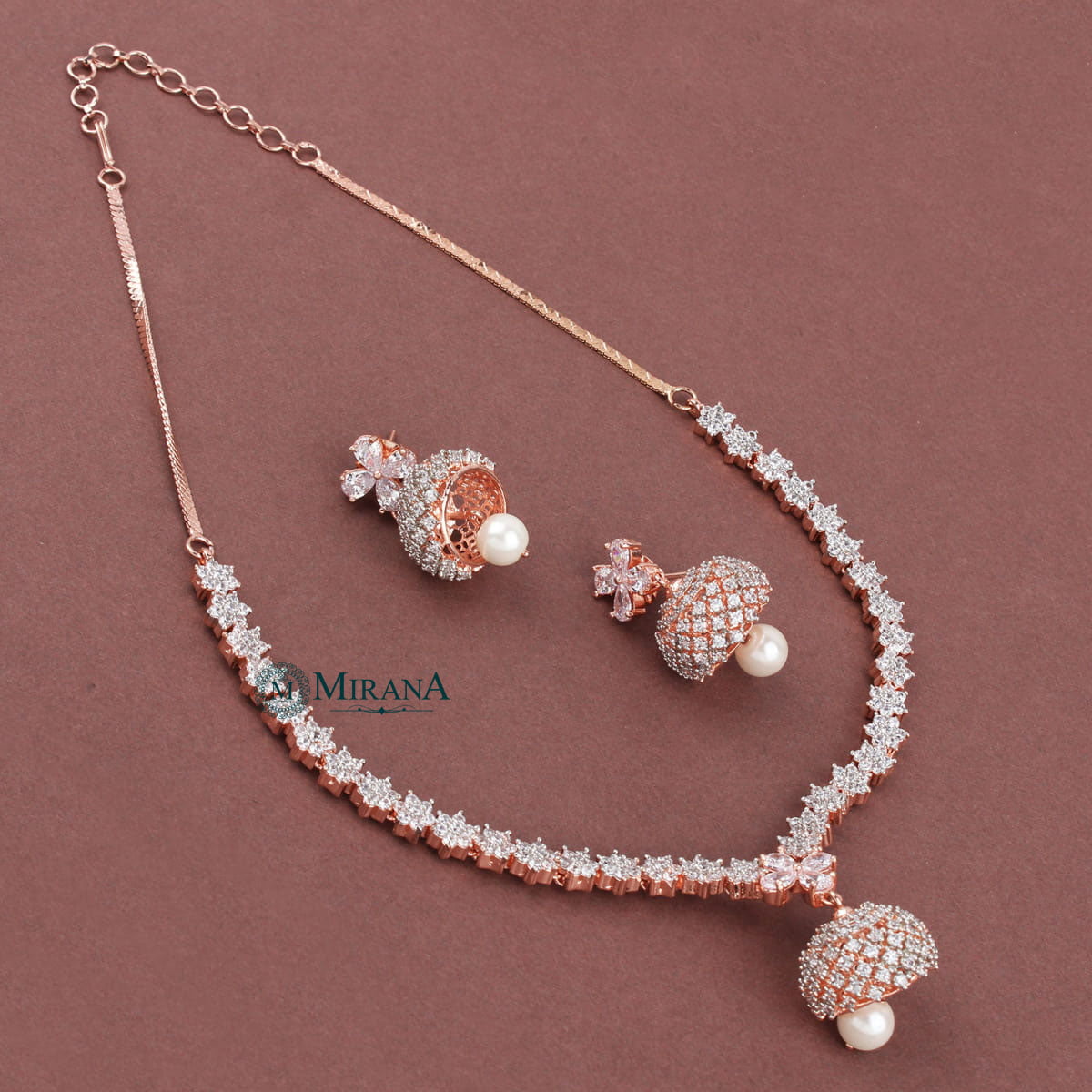 CZ Jhumki Style Necklace Set