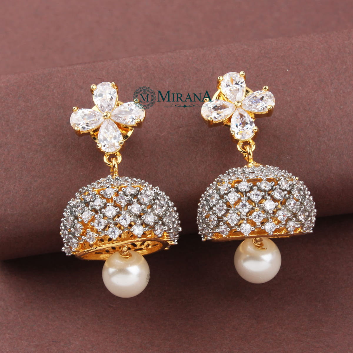 CZ Jhumki Style Necklace Set