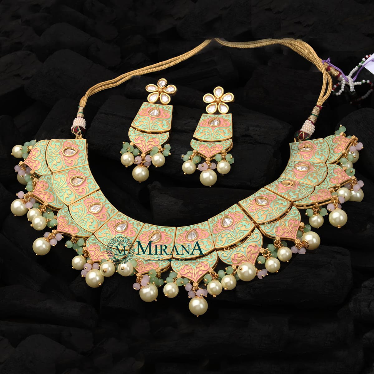 Razia Mint Green Kundan Necklace Set