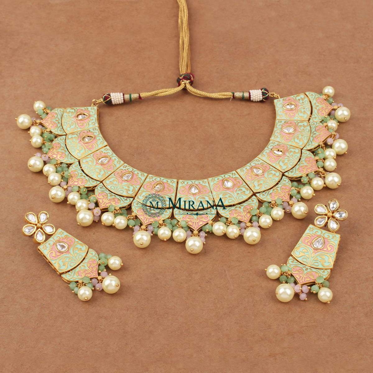 Razia Mint Green Kundan Necklace Set