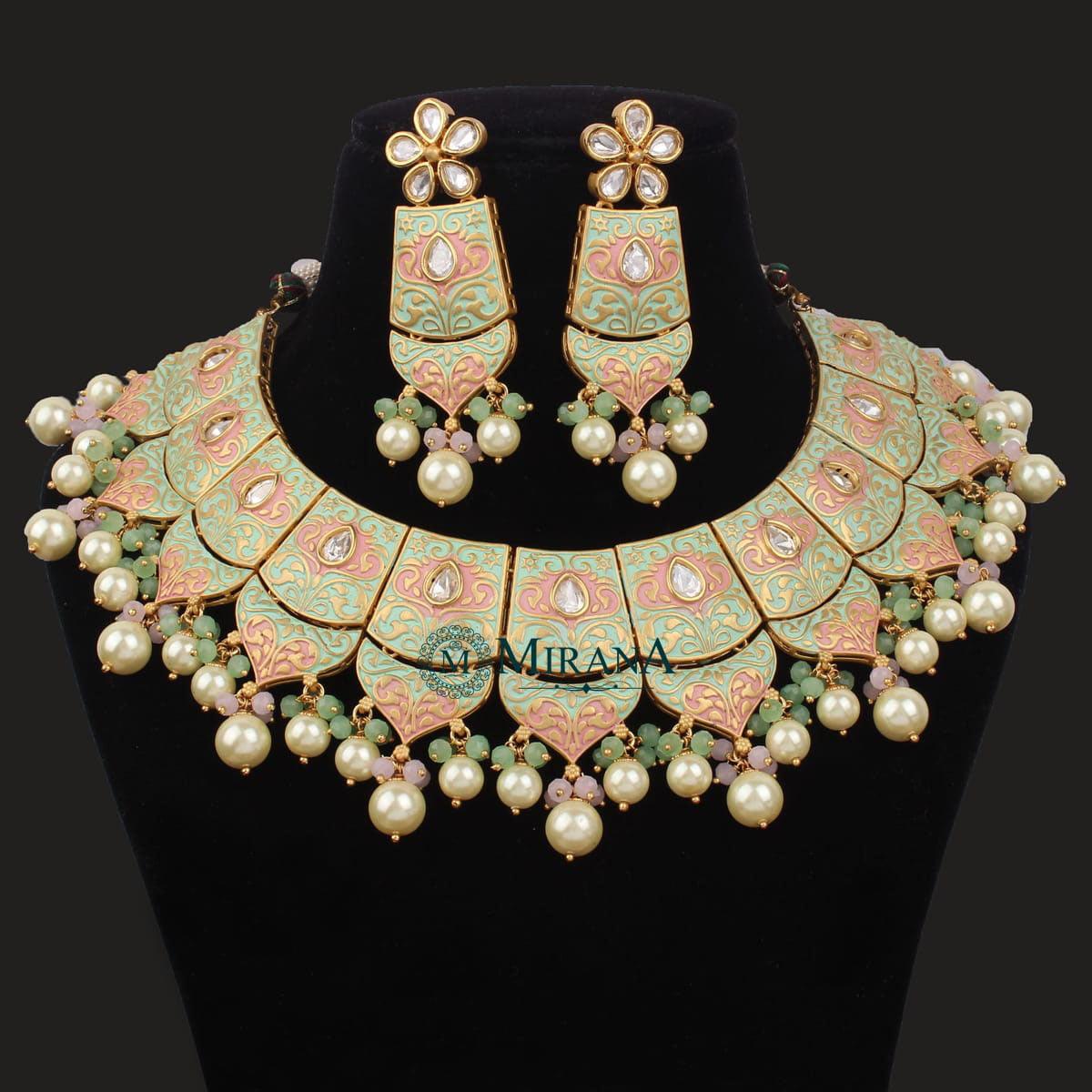 Razia Mint Green Kundan Necklace Set