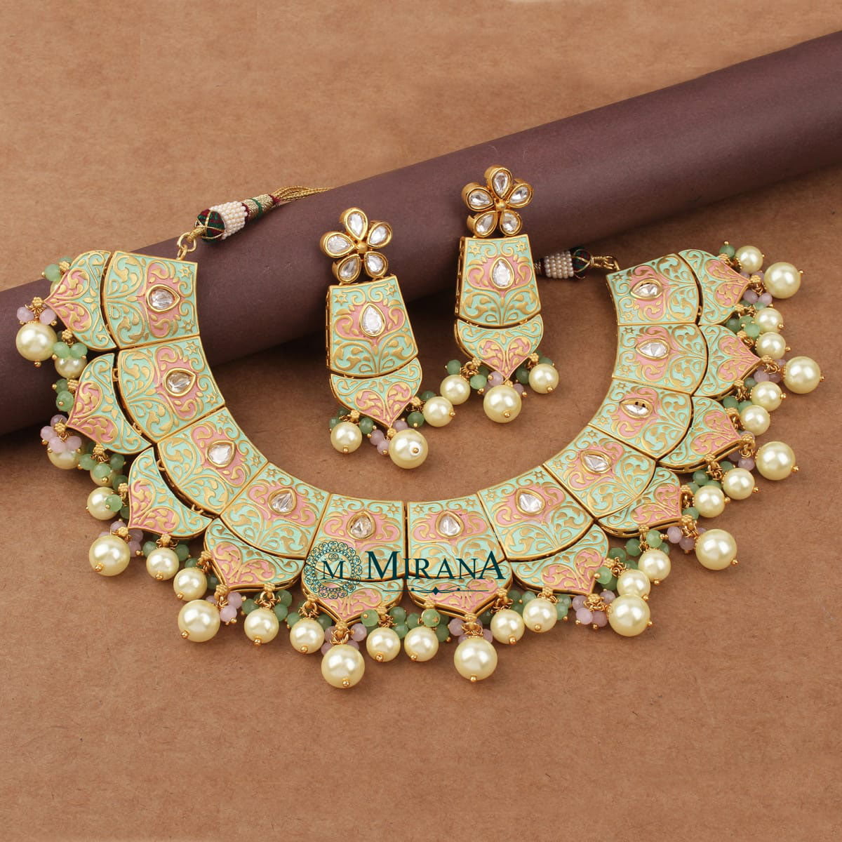 Razia Mint Green Kundan Necklace Set