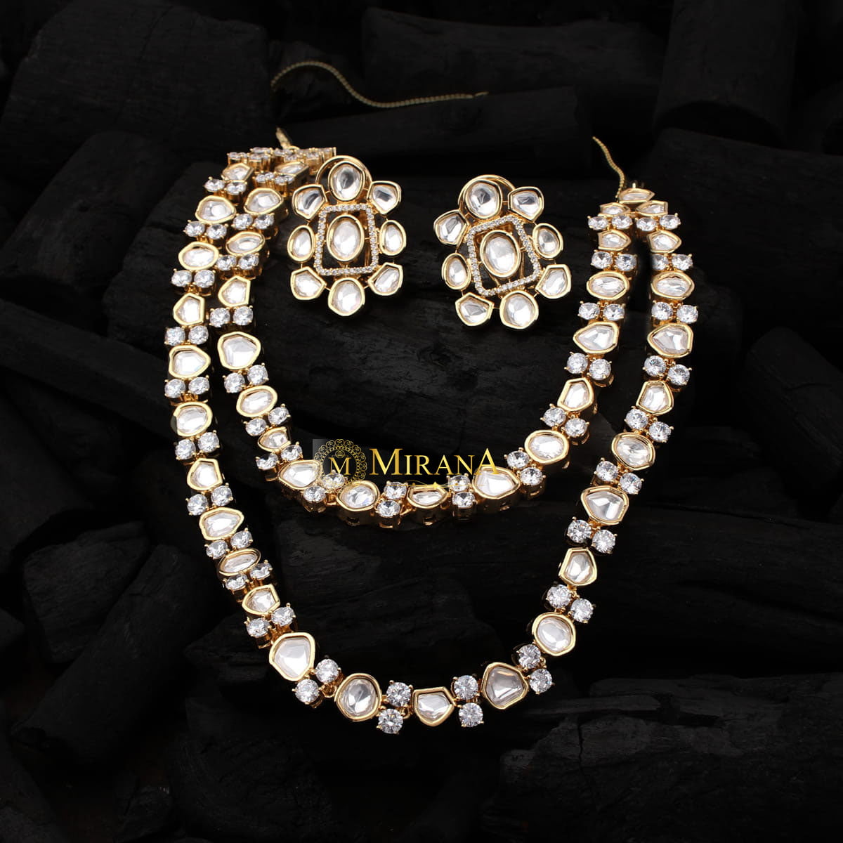 Uncut Polki Two Layered Necklace Set