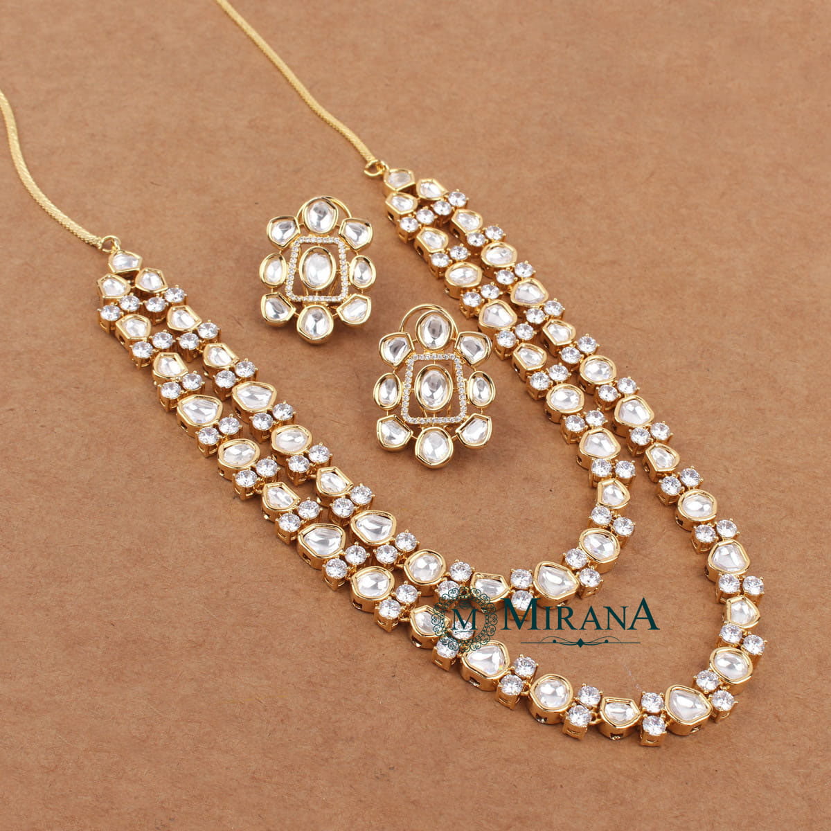 Uncut Polki Two Layered Necklace Set