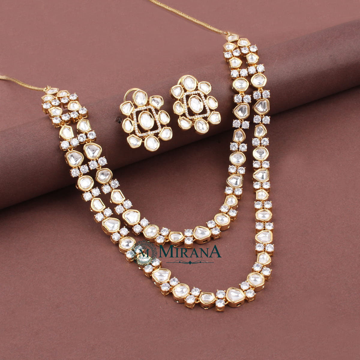Uncut Polki Two Layered Necklace Set