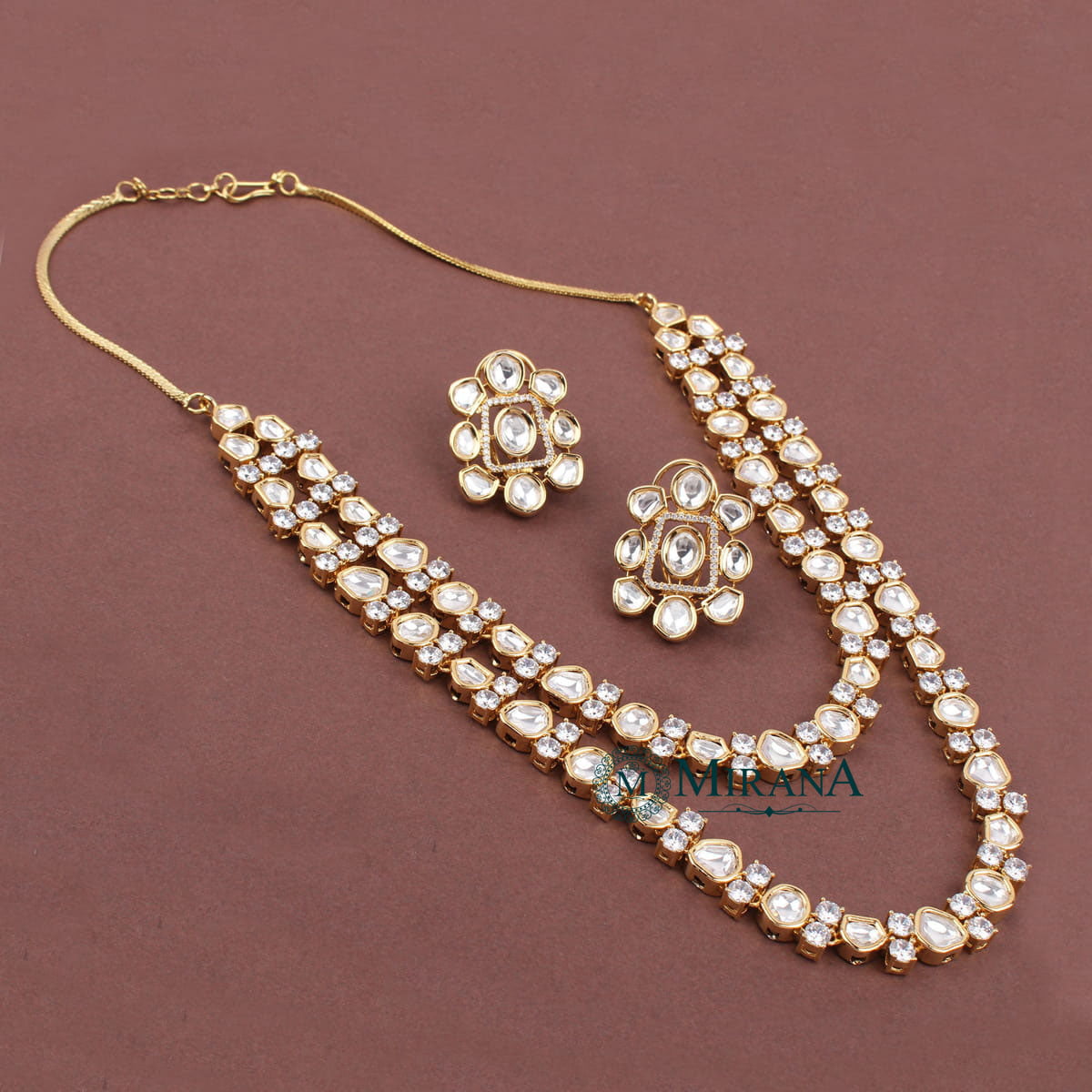 Uncut Polki Two Layered Necklace Set