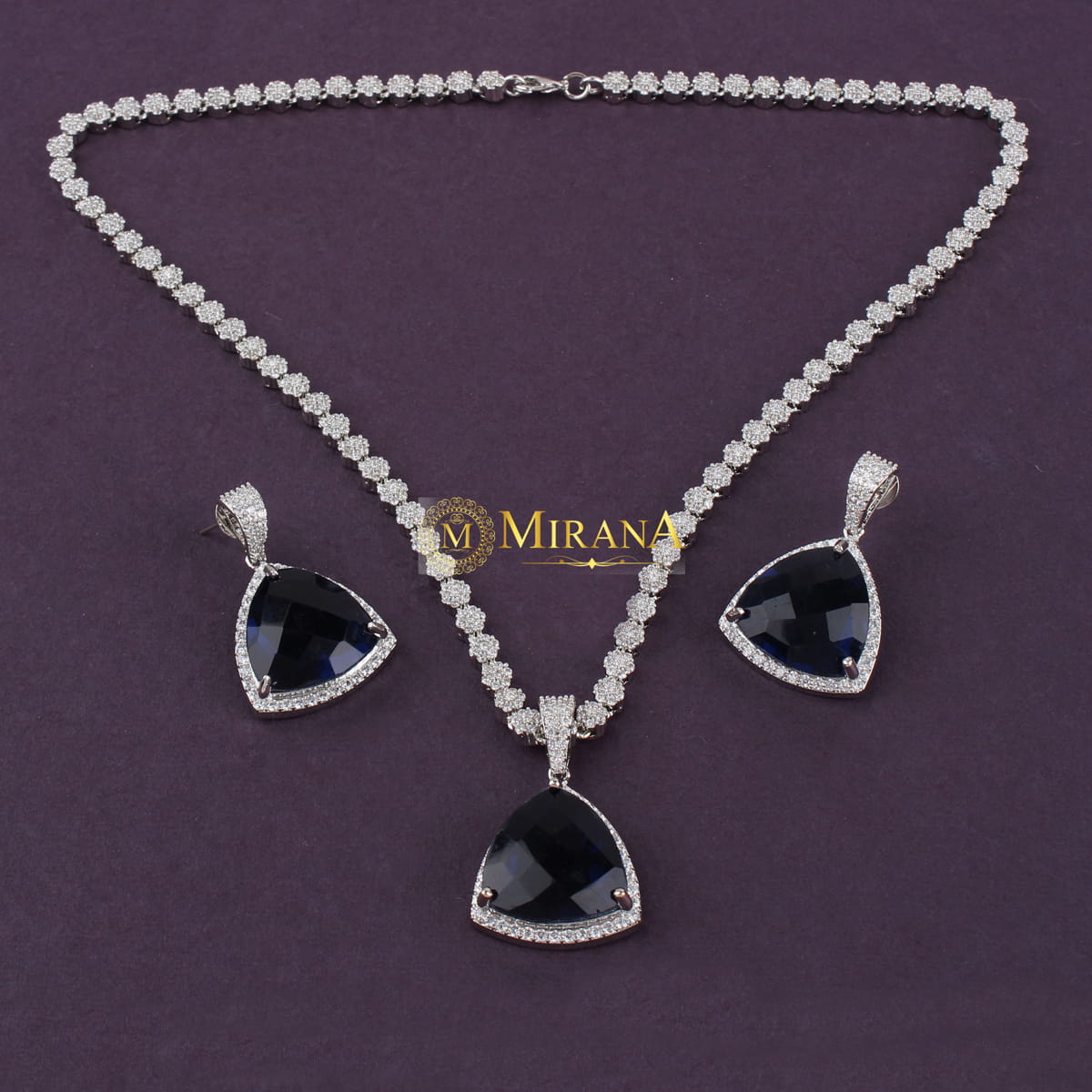 Alora Blue Colored Designer Necklace Set