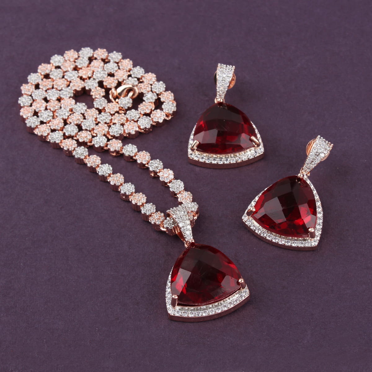 Alora Red Colored Designer Necklace Set