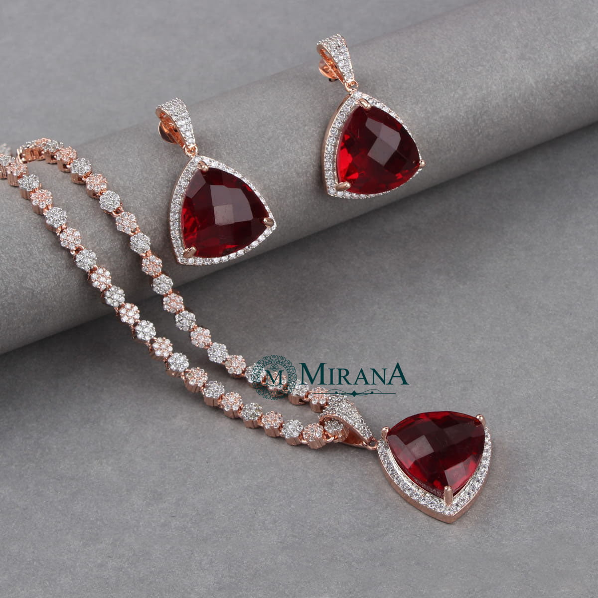 Alora Red Colored Designer Necklace Set