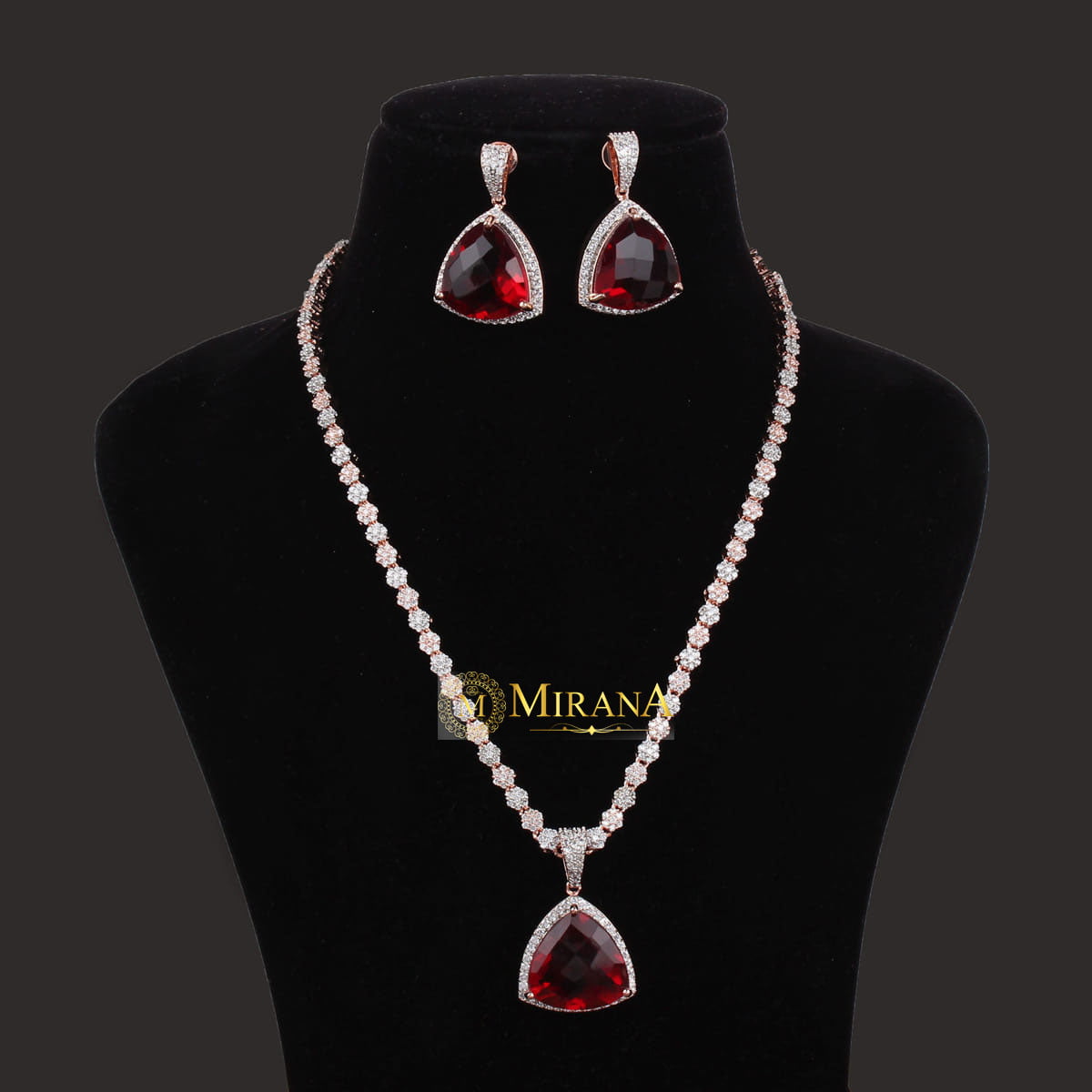 Alora Red Colored Designer Necklace Set