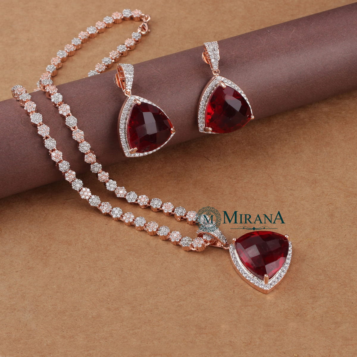 Alora Red Colored Designer Necklace Set