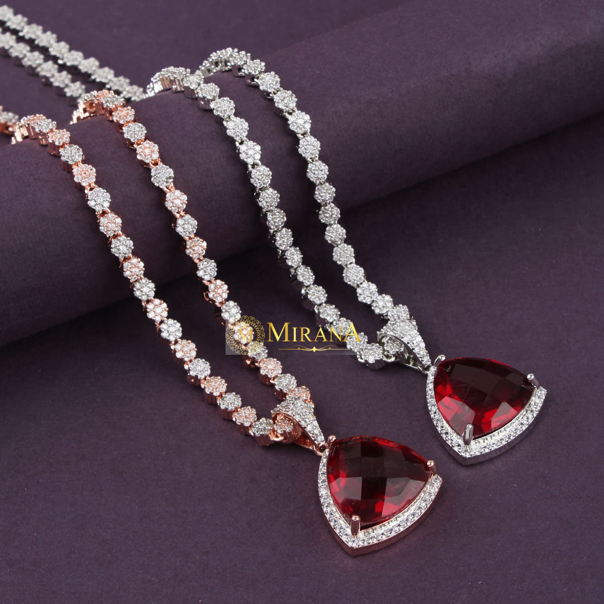 Alora Red Colored Designer Necklace Set