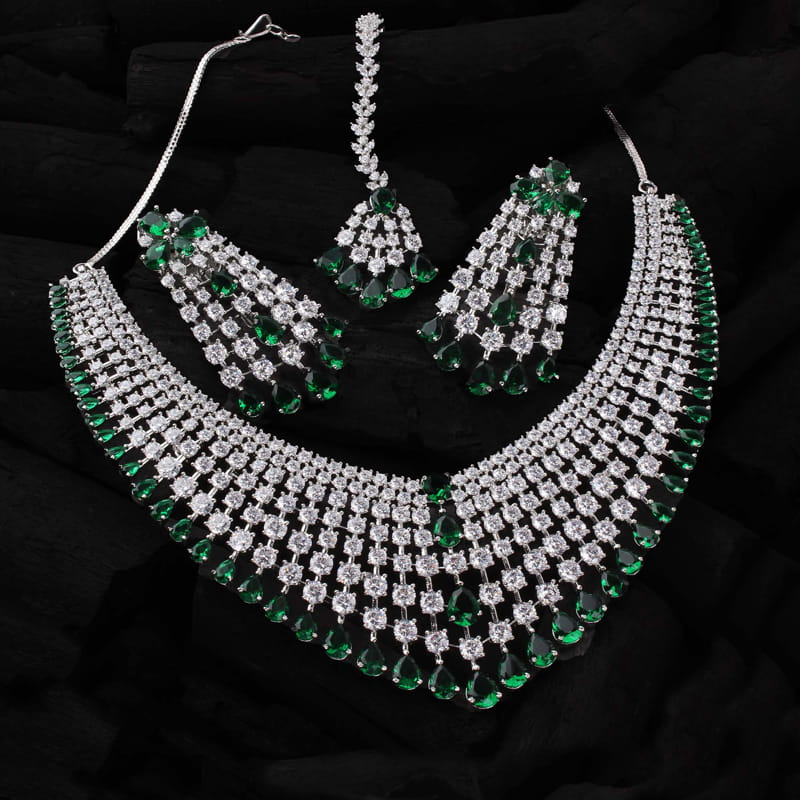 Charlie Green Colored Bridal Necklace Set