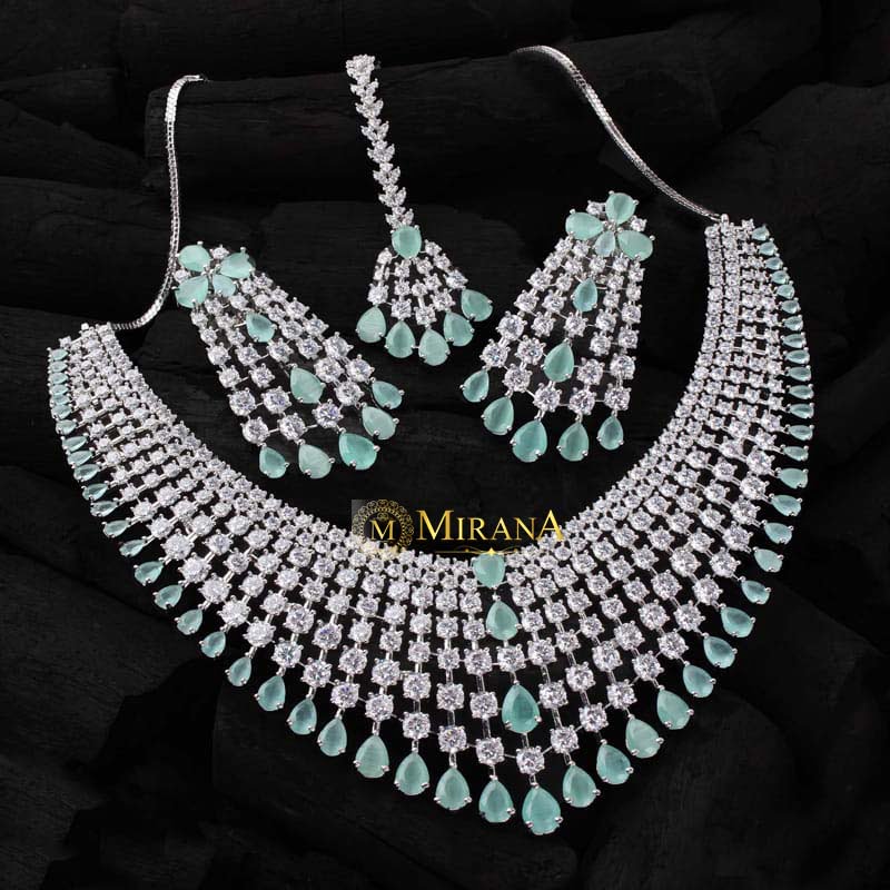 Charlie Pastel Green Colored Bridal Necklace Set