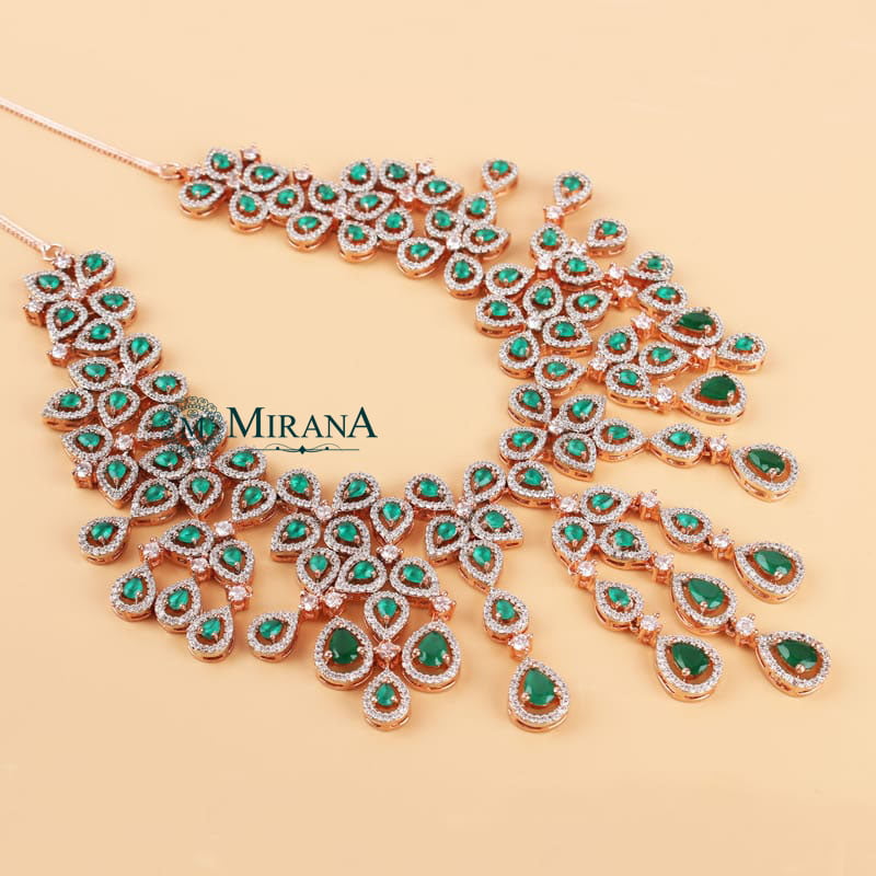 Davina Green Colored Designer Necklace Set