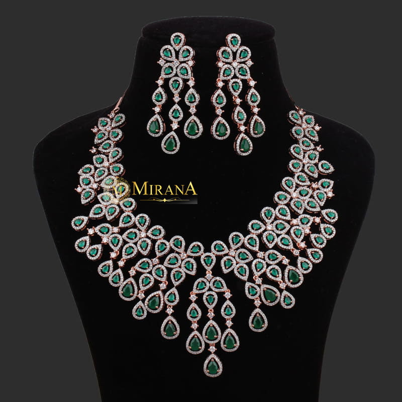 Davina Green Colored Designer Necklace Set