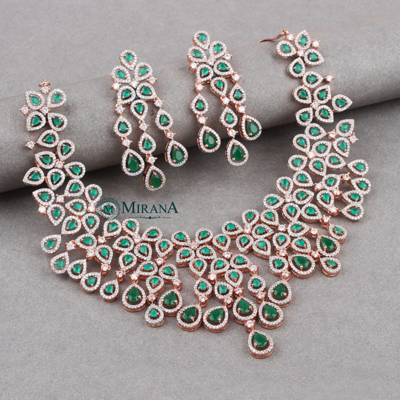 Davina Green Colored Designer Necklace Set