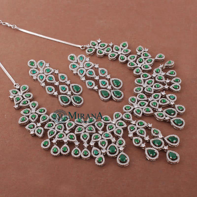 Davina Green Colored Designer Necklace Set