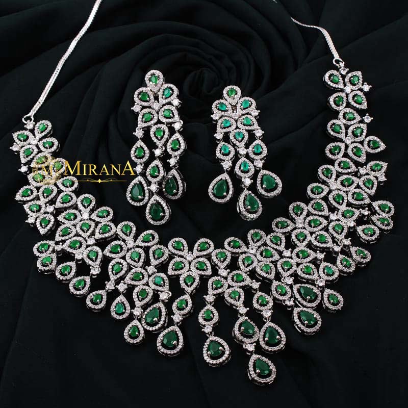 Davina Green Colored Designer Necklace Set