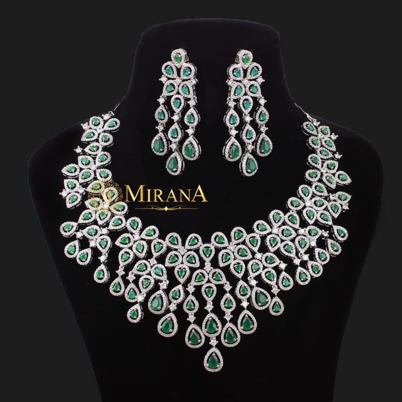 Davina Green Colored Designer Necklace Set