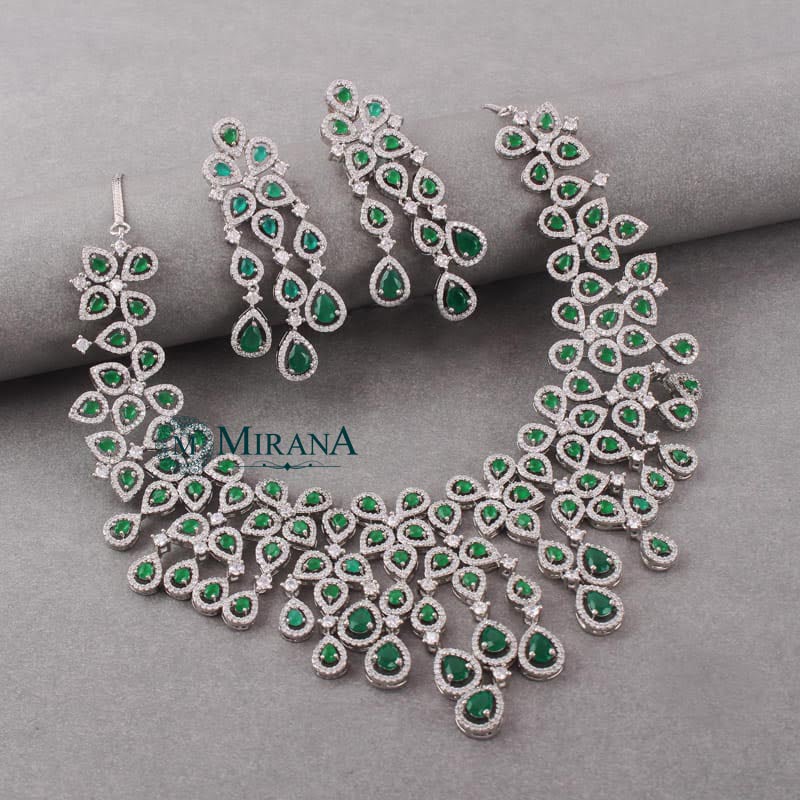 Davina Green Colored Designer Necklace Set
