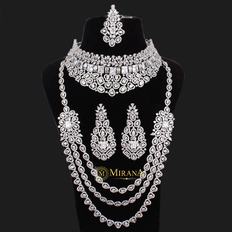 Victoria Diamond Look Bridal Necklace Set