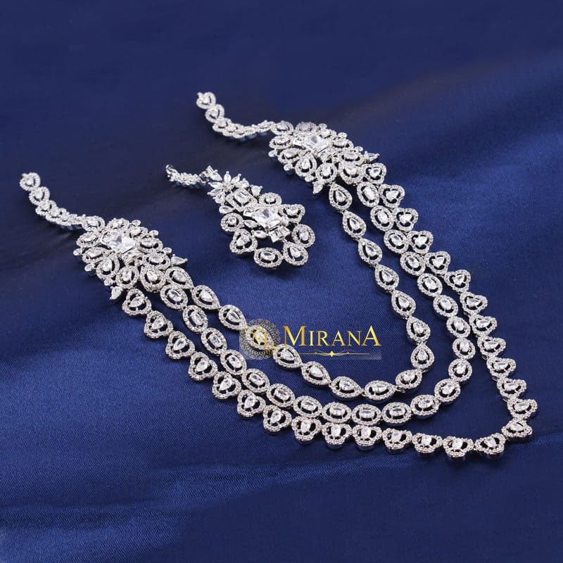 Victoria Diamond Look Bridal Necklace Set