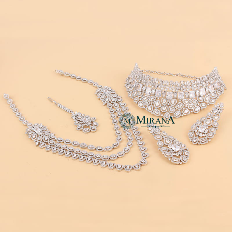 Victoria Diamond Look Bridal Necklace Set