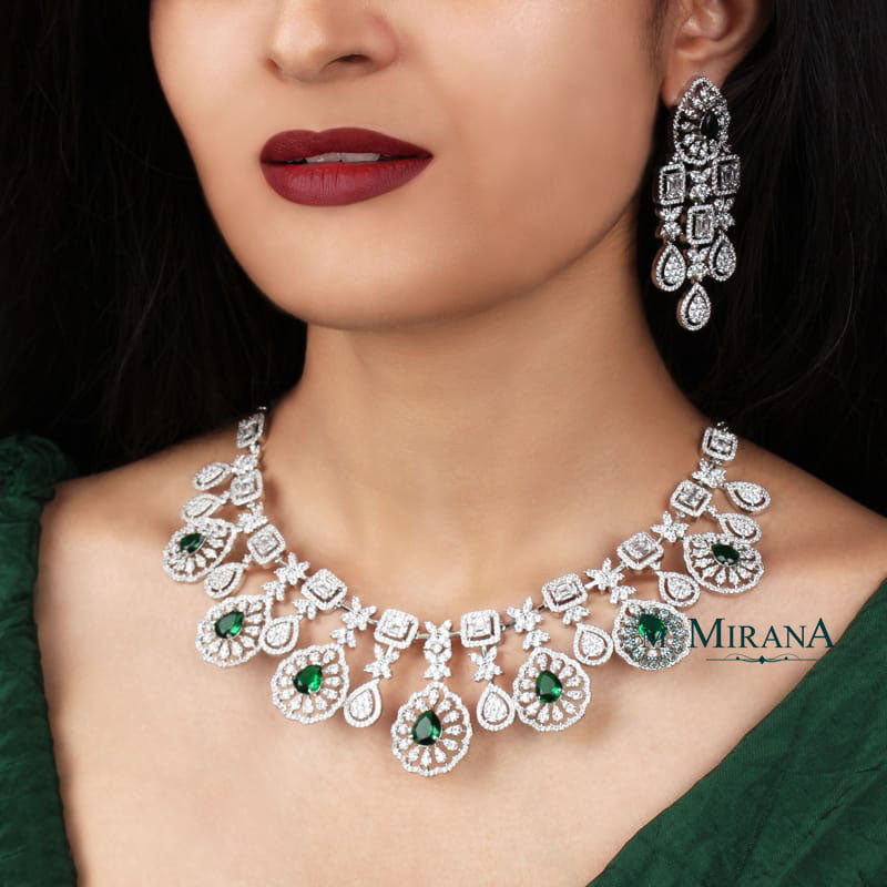 Harlyn Green Colored Bridal Look Necklace Set