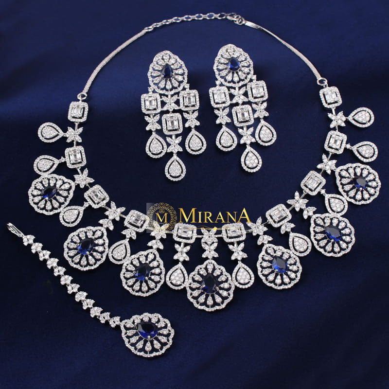 Harlyn Blue Coloured Designer Necklace Set