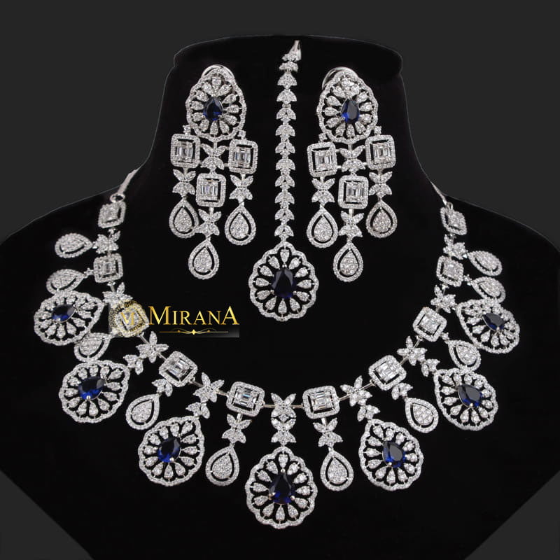 Harlyn Blue Coloured Designer Necklace Set