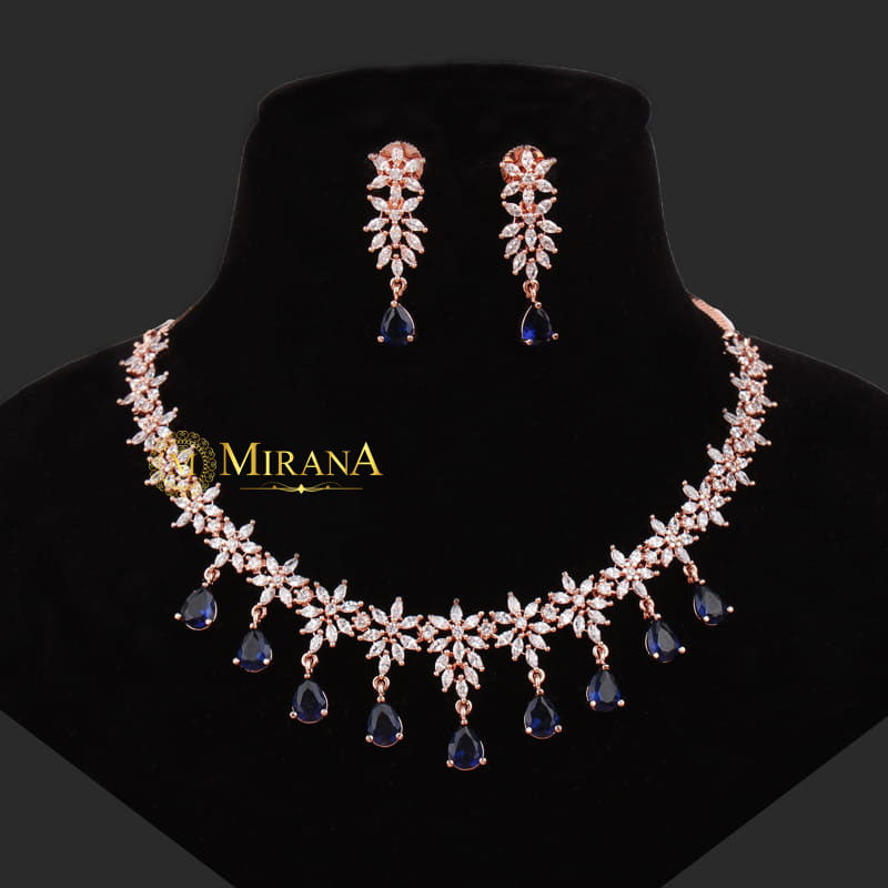 Naisha Blue Colored Designer Necklace Set