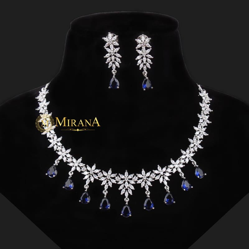 Naisha Blue Colored Designer Necklace Set