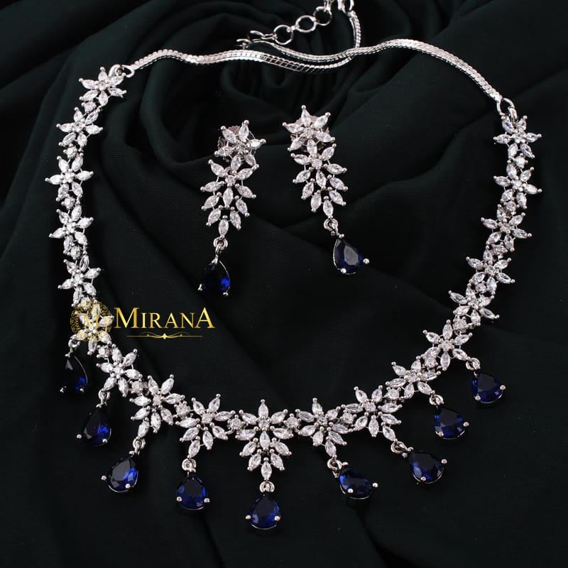 Naisha Blue Colored Designer Necklace Set