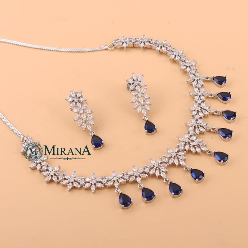 Naisha Blue Colored Designer Necklace Set