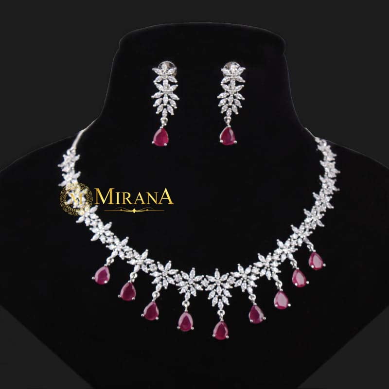 Naisha Ruby Colored Designer Necklace Set