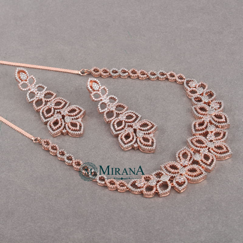 Anemone Flower Designer Necklace Set