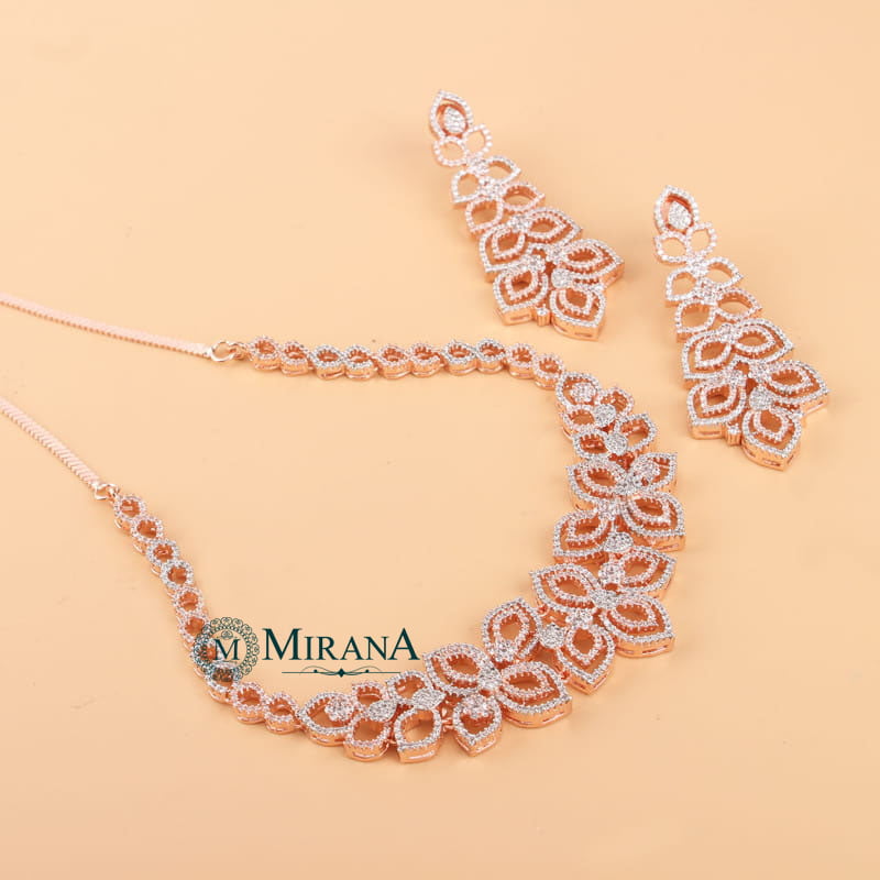 Anemone Flower Designer Necklace Set