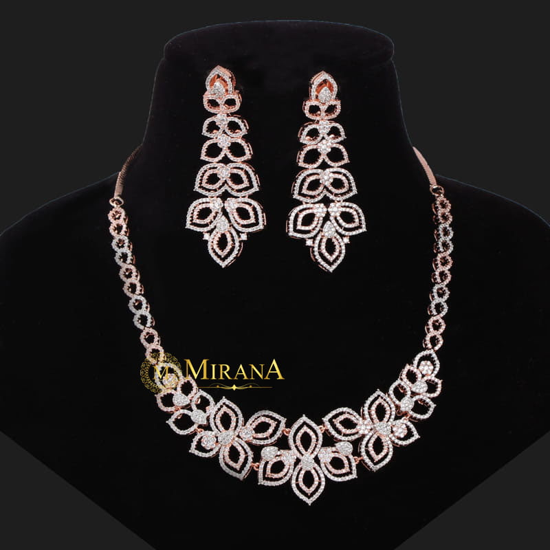 Anemone Flower Designer Necklace Set