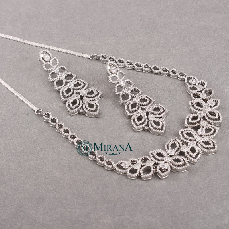 Anemone Flower Designer Necklace Set