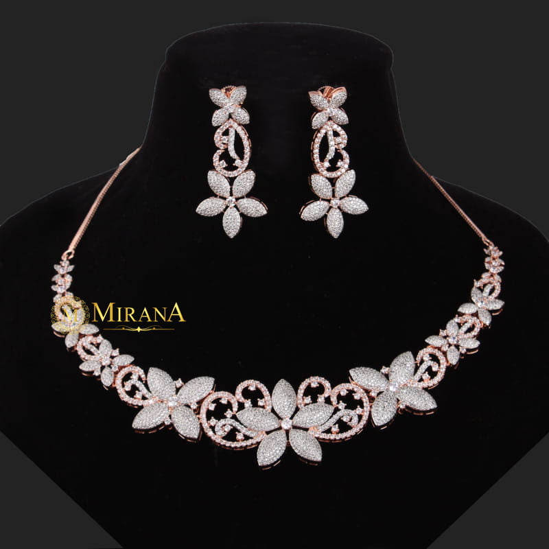 Begonia Flower Designer Necklace Set