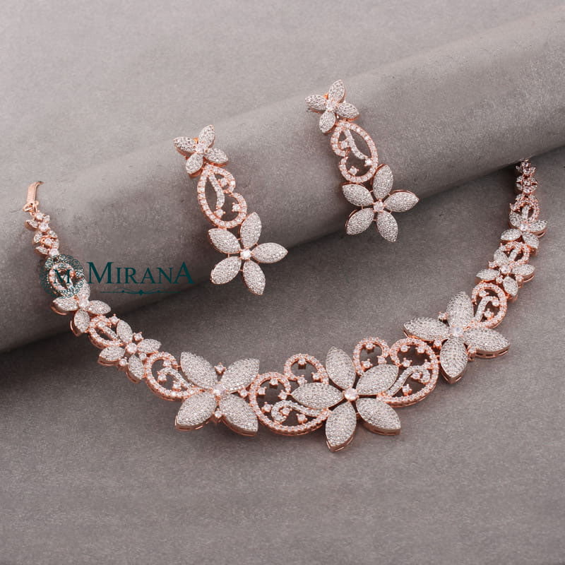 Begonia Flower Designer Necklace Set