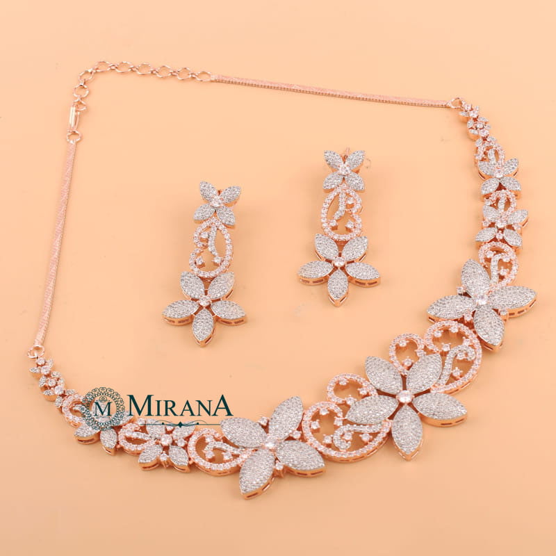 Begonia Flower Designer Necklace Set