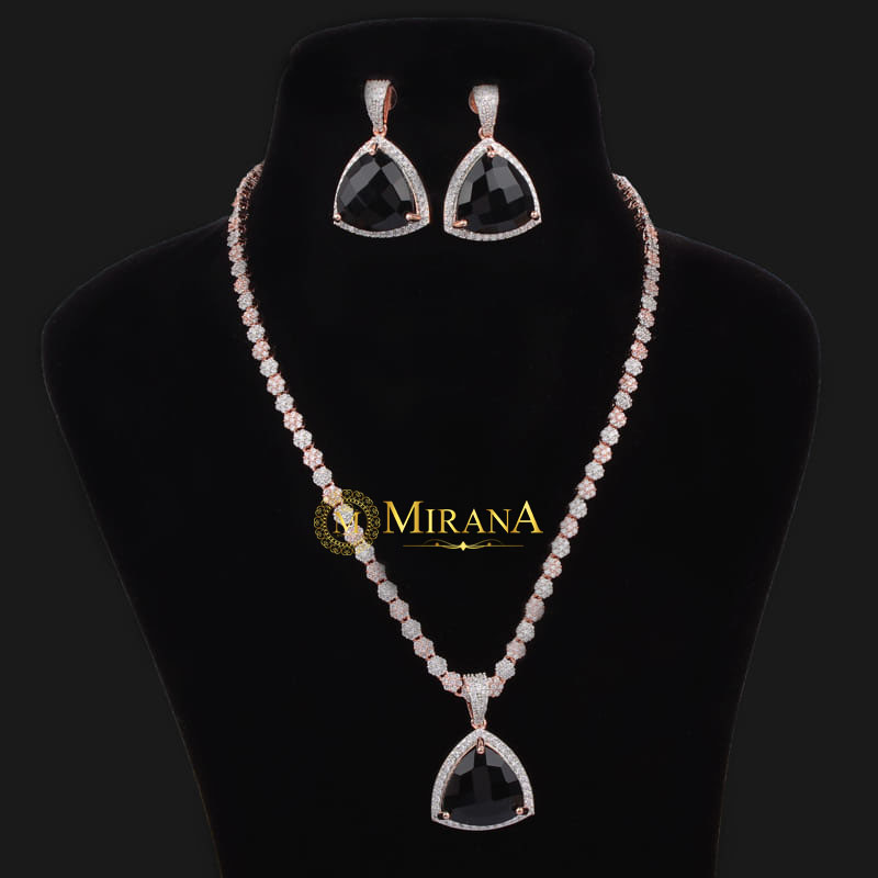 Alora Black Colored Designer Necklace Set