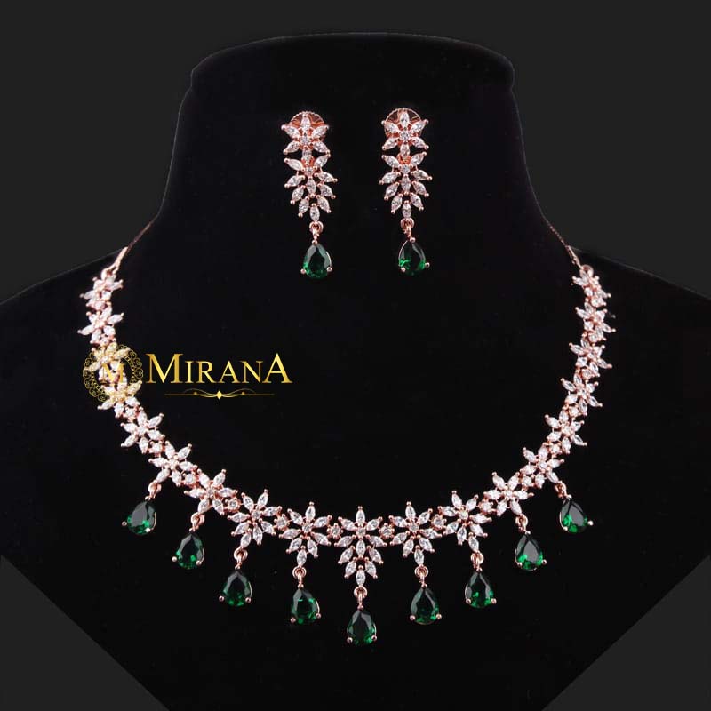 Naisha Green Colored Designer Necklace Set