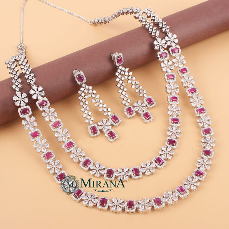 Cristina Double Layered Colored Designer Necklace Set